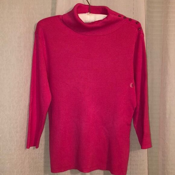NY&C L Fuchsia Pink 7th Ave Studio Turtle Neck Sweater - Picture 1 of 8